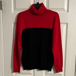 Calvin Klein Red and Black Turtleneck Sweater